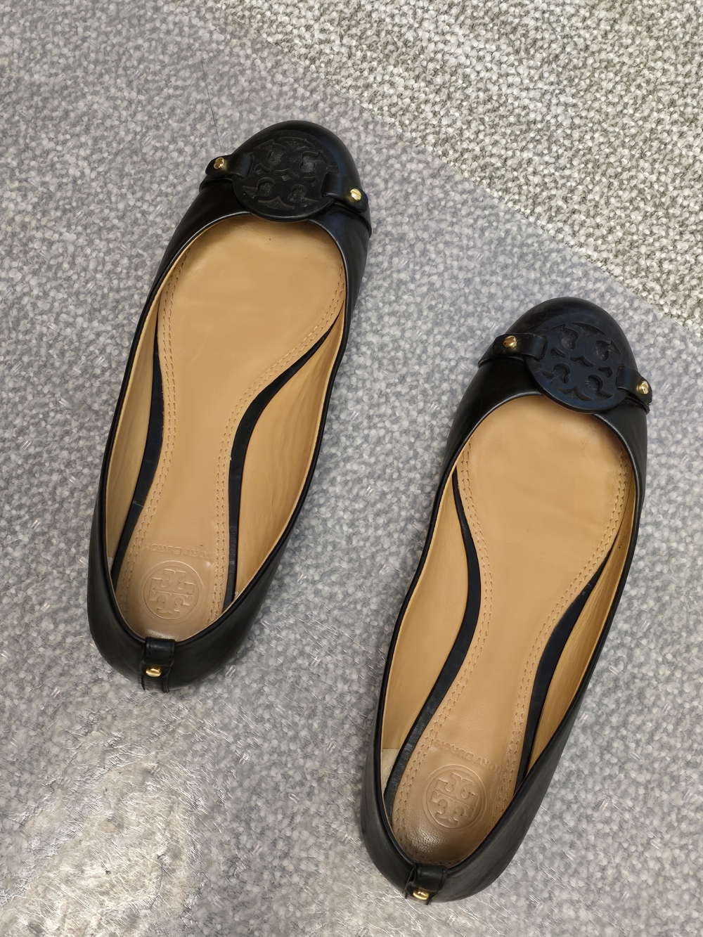 Tory Burch Black Logo Ballet Flats